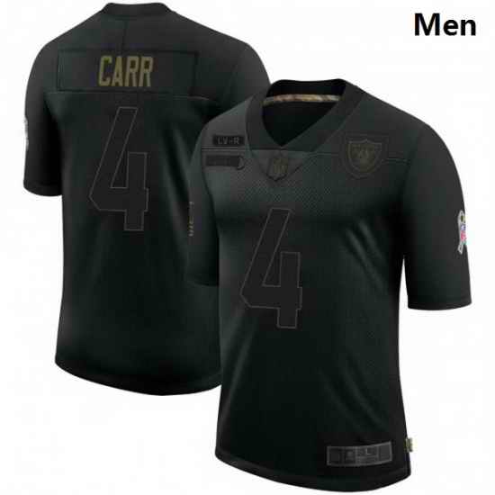Men Las Vegas Raiders 4 Derek Carr Black 2020 Salute To Service Limited Jersey